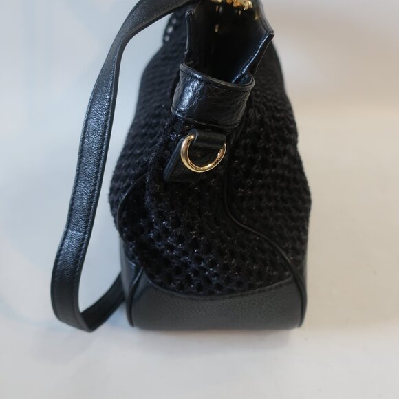 Authentic Womens Tory Burch Adalyn Black Woven Leather 2-Way Satchel Handbag - Picture 7 of 15